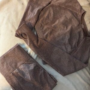 Seamless grey/purple Activewear Set top and leggings